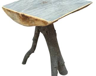 Hand Hewn Rustic Birch Bark Table