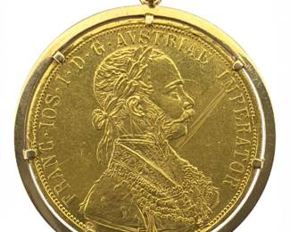 A 1915 Austrian 4 Ducat 23k Gold Coin Pendant