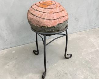 Abstract Concrete & Wrought Metal Psychedelic Garden Sculpture