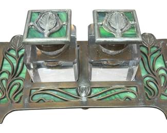 APOLLO STUDIOS Arts and Crafts Inkwell Desk Set