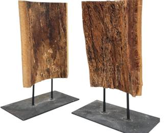 Two Mid Century Organic Wood Architectural Sculptures
