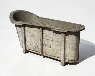 19th C French Wooden Zinc Lined Bath