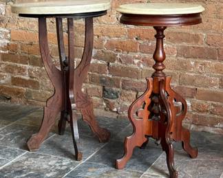 Antique Victorian Marble Top Candle Stands