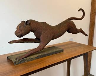Brutalist Folk Art Pouncing Panther Statue