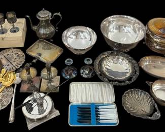 Large Collection of Vintage Silverplate Articles