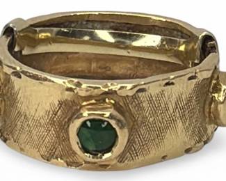 14k Yellow Gold Emerald Cabochon Ring