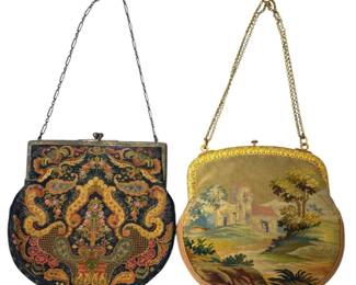 Two Vintage Petit Point French Tapestry Evening Purses
