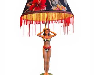 Mid Century Tiki Style Hula Dancer Lamp