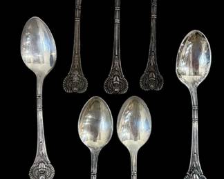 Set of Seven CAFE L'OPERA Egyptian Scarab Demitasse Spoons
