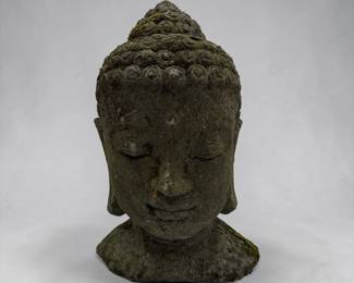 Late 19th / Early 20th C. Stone Buddha Head Sculpture