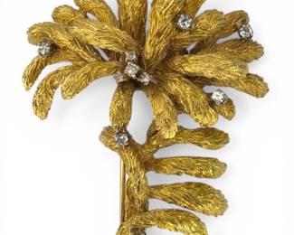 A 18k Gold & Diamond Brooch, Art Moderne