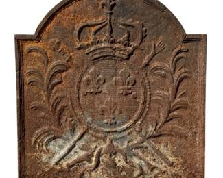 Antique French Cast Iron Fireback Backsplash