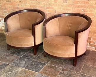 Pair of Art Deco Style Barrel Chairs, TODD HASE