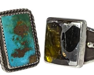 Two Sterling Silver Southwestern Men's Rings