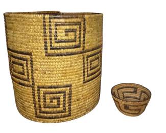 Two Native American, Papago Coiled Baskets