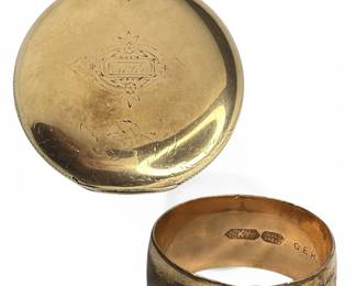 Victorian Gold Filled Watch Case & Wedding Band