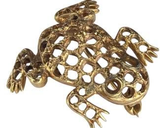 A 14k Gold Frog Brooch Pin