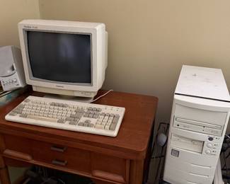 Early 2000 desk top, several sewing tables 