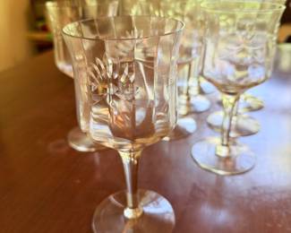 Antique cut glass wine stems
