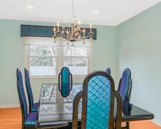 The chairs and this black lacquer table are stellar 