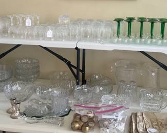 huge selection of beautiful crystal stemware and a variety of serving items