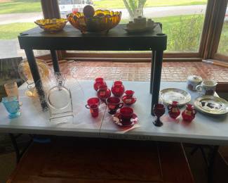 Red glass, carnival glass