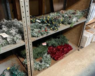 Wreaths and evergreen swag