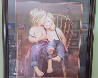 Nancy Noel “Twins” large framed artwork 