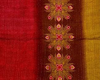 100% Cotton Vintage Reversible Kantha Quilt with Starbursts — Bangladesh