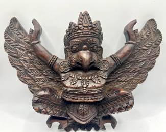 Wooden Hand-Carved Mythological Garuda Wall Plaque