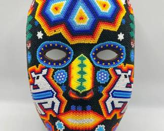 Handcrafted Mexican Huichol (Wixarika) Beaded Mask