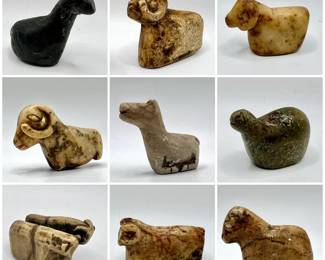 (9) Small Primitive Stone Animal Carved Sculptures