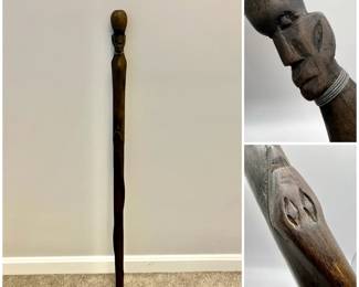 Hand-Carved Stylized African Walking Stick