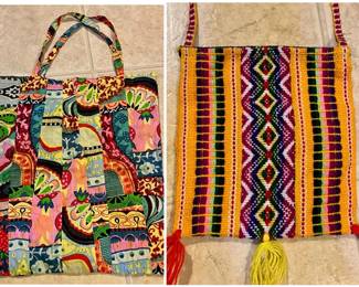 (2) Colorful Lightweight Bohemian Style Bags — Patchwork & Handwoven