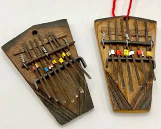 (2) Handcrafted African Kalimbaor Musical Instruments — Thumb Pianos