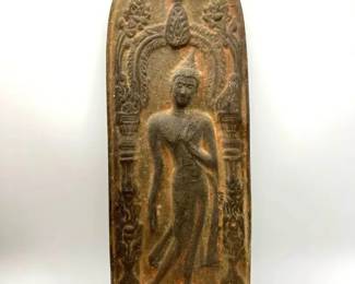 Antique Walking Buddha Votive Panel in Sukhothai Style — Thailand