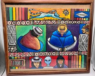 Original Mixed Media Colorful Art — Signed “Lopez”