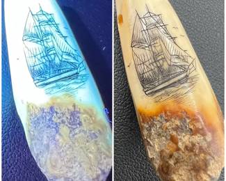 Antique Scrimshaw Jewelry Pendant