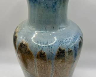 Signed Art Pottery Vase with Artistic Drip Glaze — MMG, Wellfleet MA — Imperfect