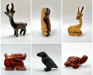 (6) Animal Figurines ft. Zuni Fetish Sculptures