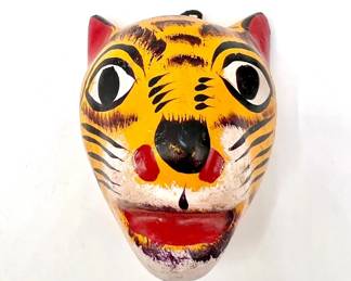 Mexican Folk Art Carved Tiger Mask
