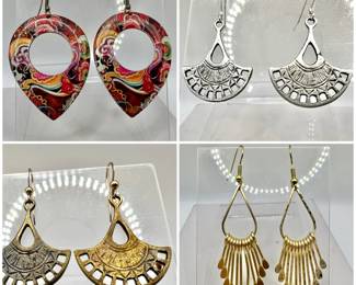 (4) Pairs Jewelry incl. Mykonos Fan Style & Gold-Tone Dangle Earrings