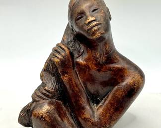 1997 Tahitian Bust Sculpture of a Woman — Signed by Artist