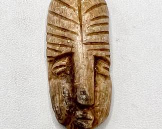 Hand-Carved Stone Mask Pendant