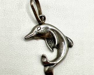 Sterling Silver Dolphin Pendant — Jewelry Stamped 925