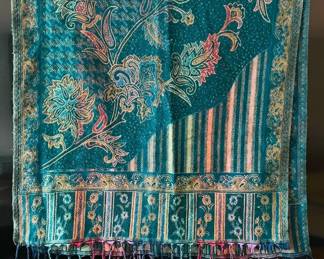 Colorful Medium Weight Pashmina Shawl with Fringe