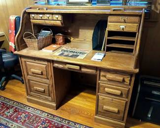 Oak roll top desk