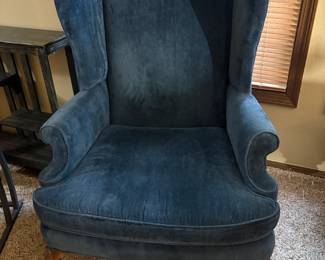 Blue wingback chair