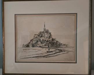 ORIGINAL CAROLINE ARMINGTON PRINT MONT SAINT-MICHAEL