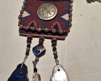 TRACY SILVER FEATHER & TURQUOISE BAG